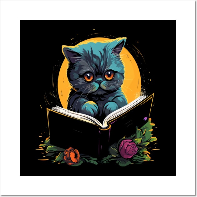 Exotic Shorthair Reads Book Wall Art by JH Mart